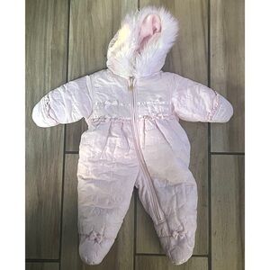 La Petite Rothschild Baby Girls Onepiece Pink Snowsuit Jumper SZ 6-9 months